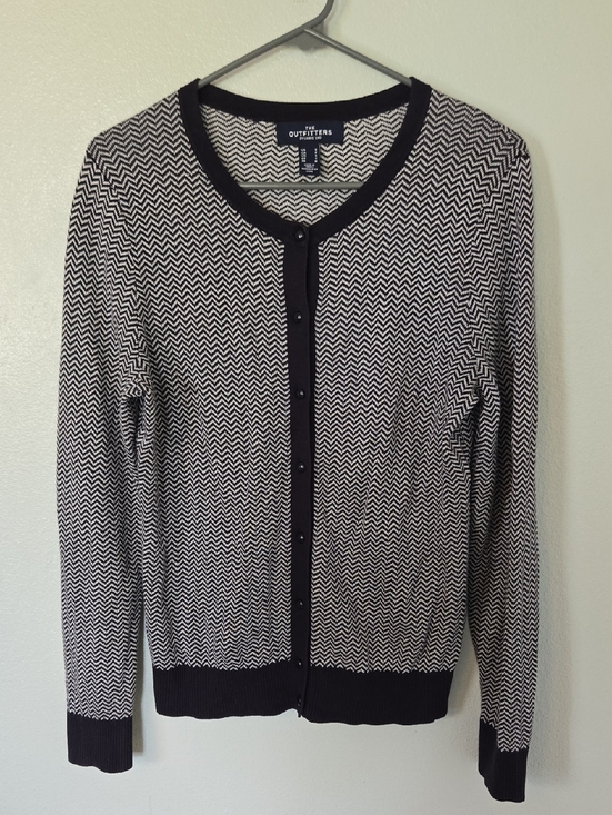 Lands' End Sweaters - The Outfitters By Land End | Navy Chevron Cotton Button Cardigan Sweater Size S